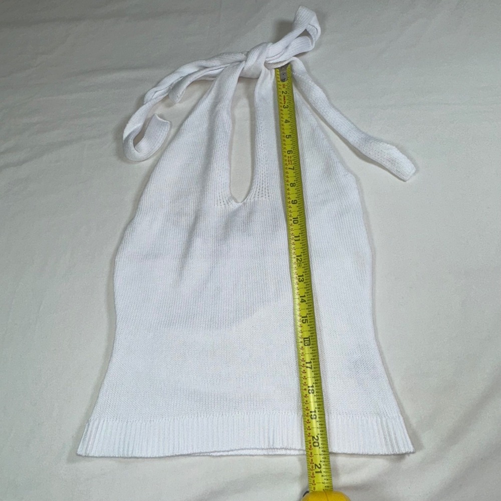 525 America Women's Knit Halter Top White Sleeveless Tie Back Small NWT A0886 - Picture 8 of 9